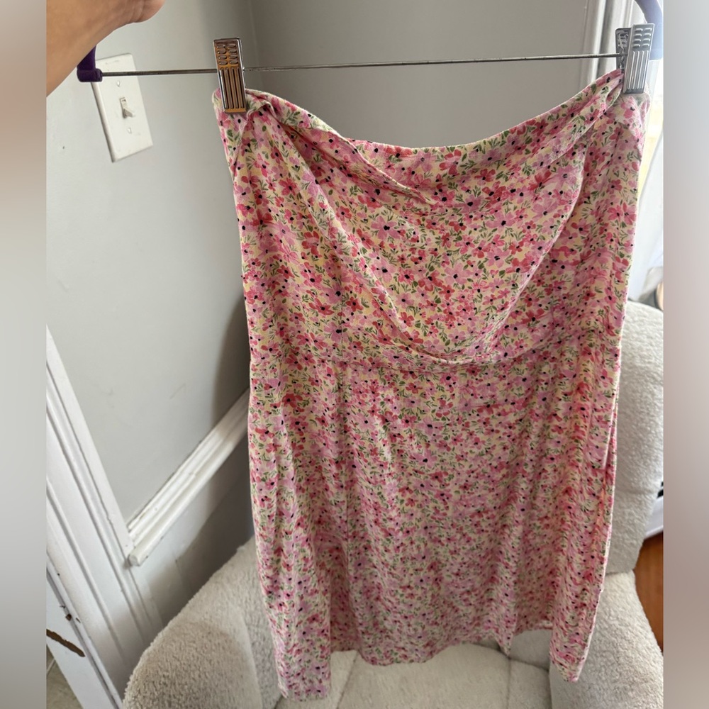 Floral Pink Cotton Midi Skirt